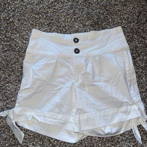 Baby Phat White High-Waist Tie-Hem Shorts